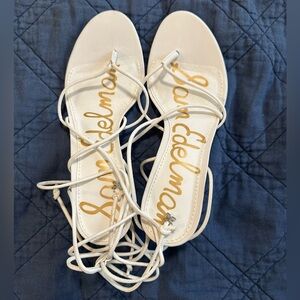Sam Edelman Mid-heel Ankle Wrap Sandal White (Size 7.5)
